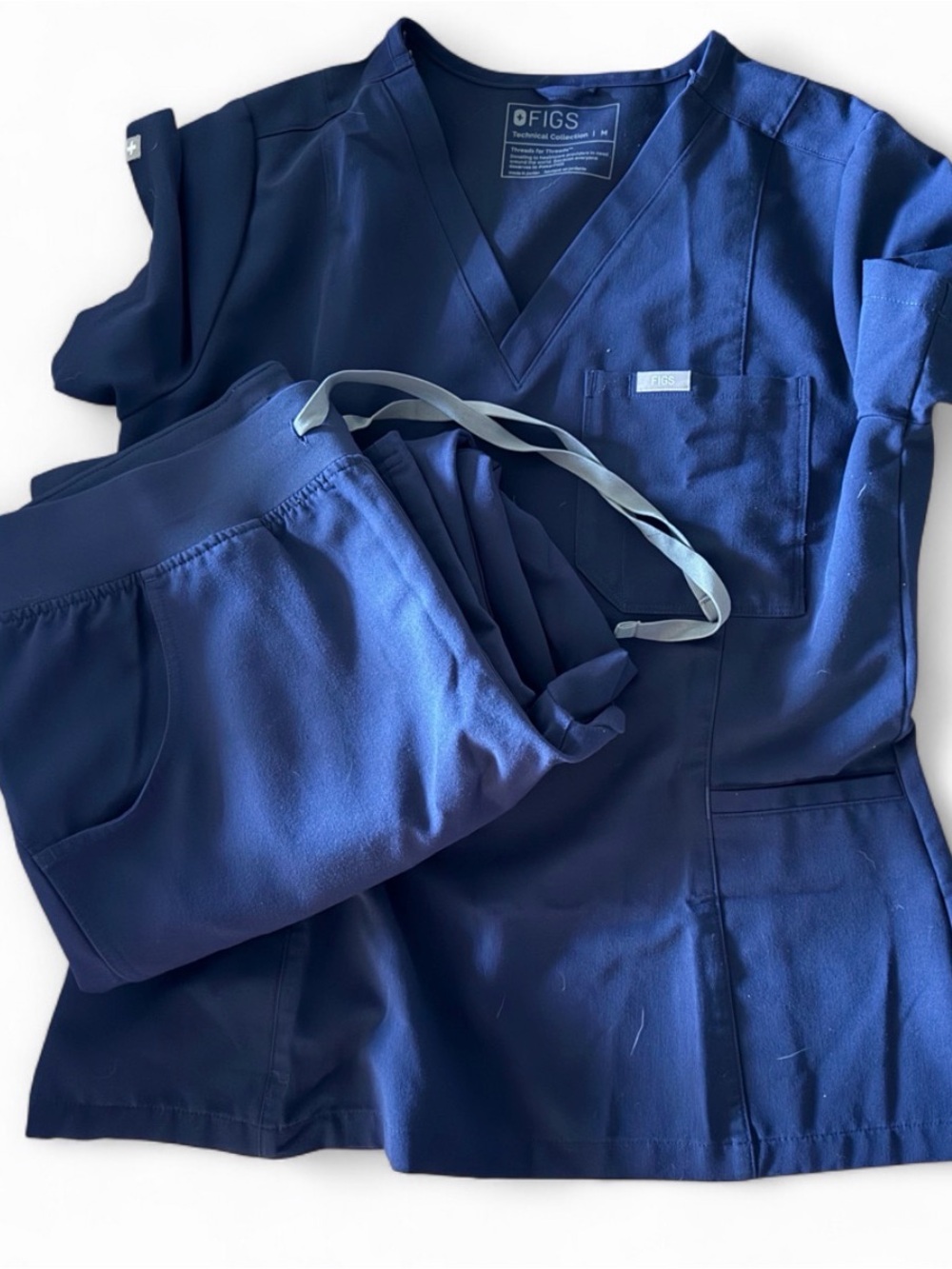 Figs Navy Scrub Top and Pants Set